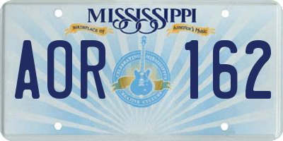 MS license plate AOR162