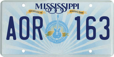 MS license plate AOR163