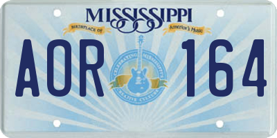 MS license plate AOR164