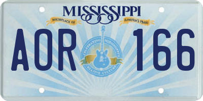 MS license plate AOR166