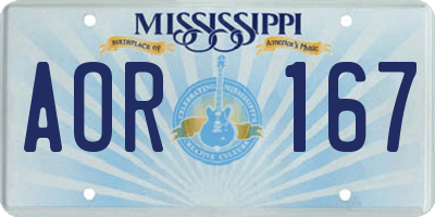 MS license plate AOR167
