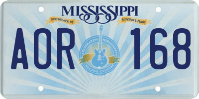 MS license plate AOR168