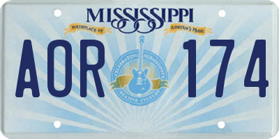 MS license plate AOR174