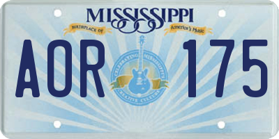 MS license plate AOR175