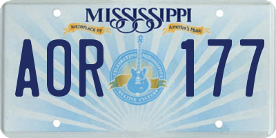 MS license plate AOR177