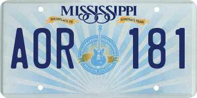 MS license plate AOR181