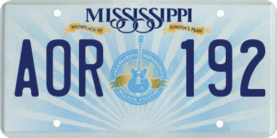 MS license plate AOR192