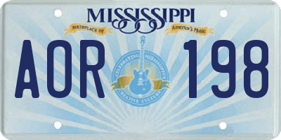 MS license plate AOR198