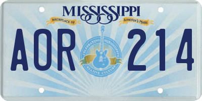 MS license plate AOR214