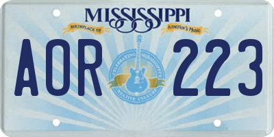 MS license plate AOR223