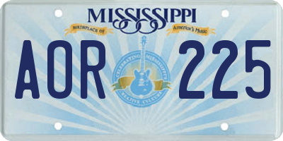 MS license plate AOR225