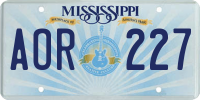 MS license plate AOR227