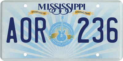 MS license plate AOR236
