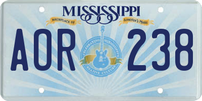 MS license plate AOR238