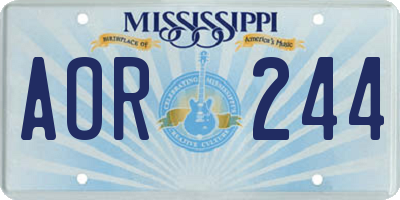 MS license plate AOR244
