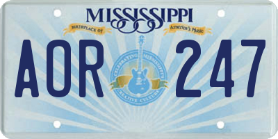 MS license plate AOR247