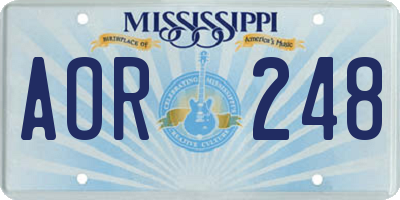 MS license plate AOR248