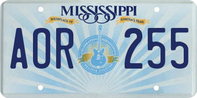 MS license plate AOR255