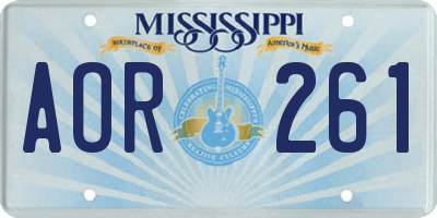 MS license plate AOR261