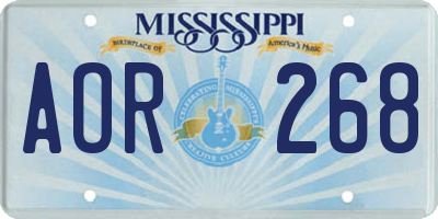 MS license plate AOR268