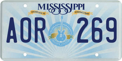 MS license plate AOR269