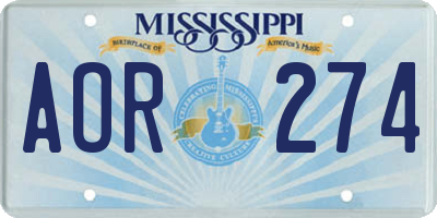 MS license plate AOR274