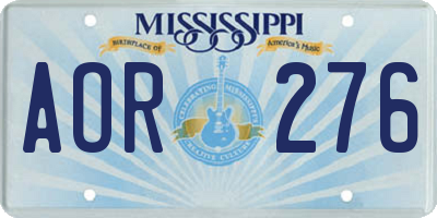 MS license plate AOR276