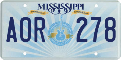 MS license plate AOR278