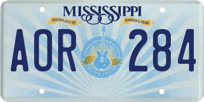 MS license plate AOR284