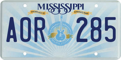 MS license plate AOR285