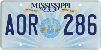 MS license plate AOR286
