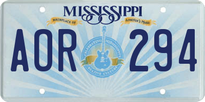 MS license plate AOR294