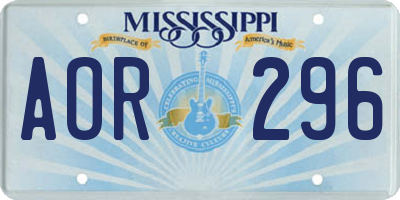 MS license plate AOR296
