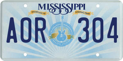 MS license plate AOR304