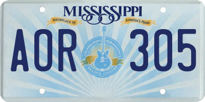 MS license plate AOR305