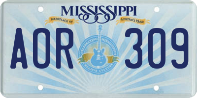 MS license plate AOR309