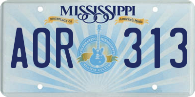 MS license plate AOR313