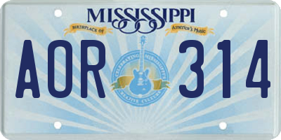 MS license plate AOR314
