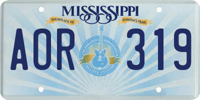 MS license plate AOR319