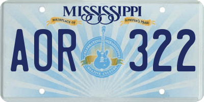 MS license plate AOR322