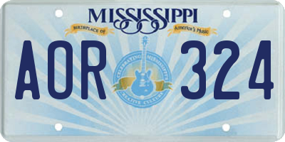 MS license plate AOR324