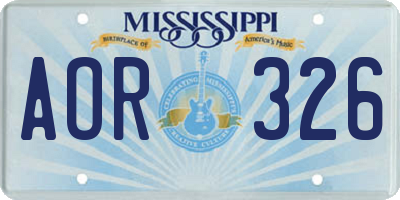 MS license plate AOR326