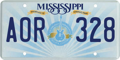 MS license plate AOR328