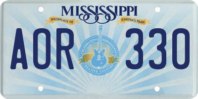 MS license plate AOR330