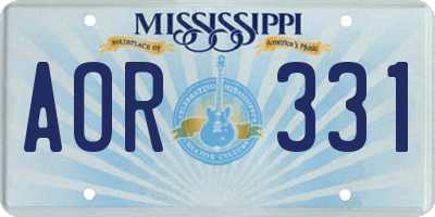 MS license plate AOR331