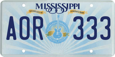 MS license plate AOR333