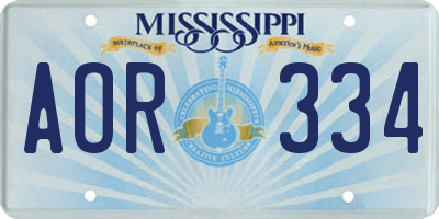 MS license plate AOR334