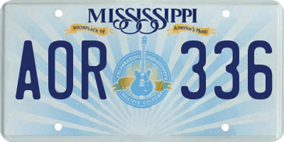 MS license plate AOR336