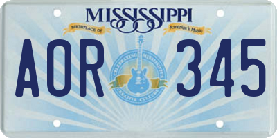 MS license plate AOR345