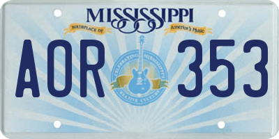 MS license plate AOR353